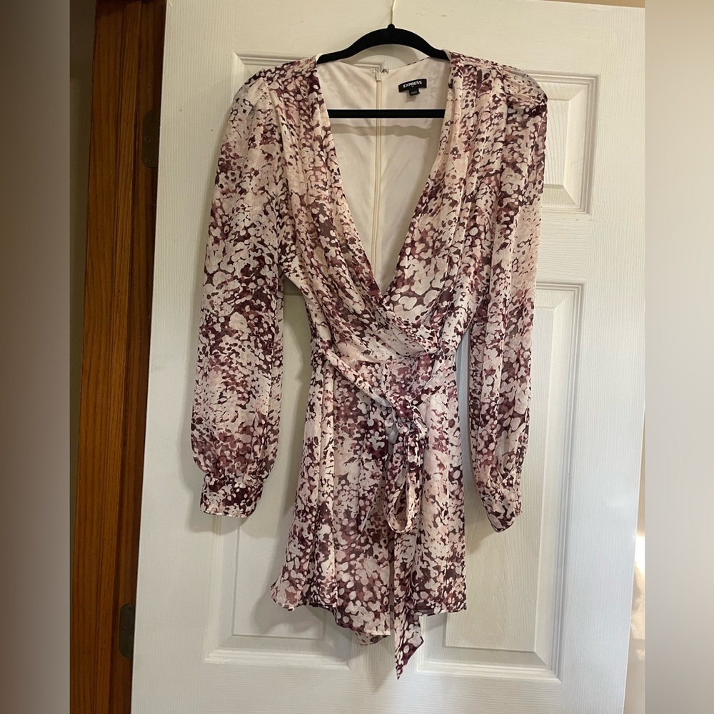 Floral Wrap Romper with Long Sleeves